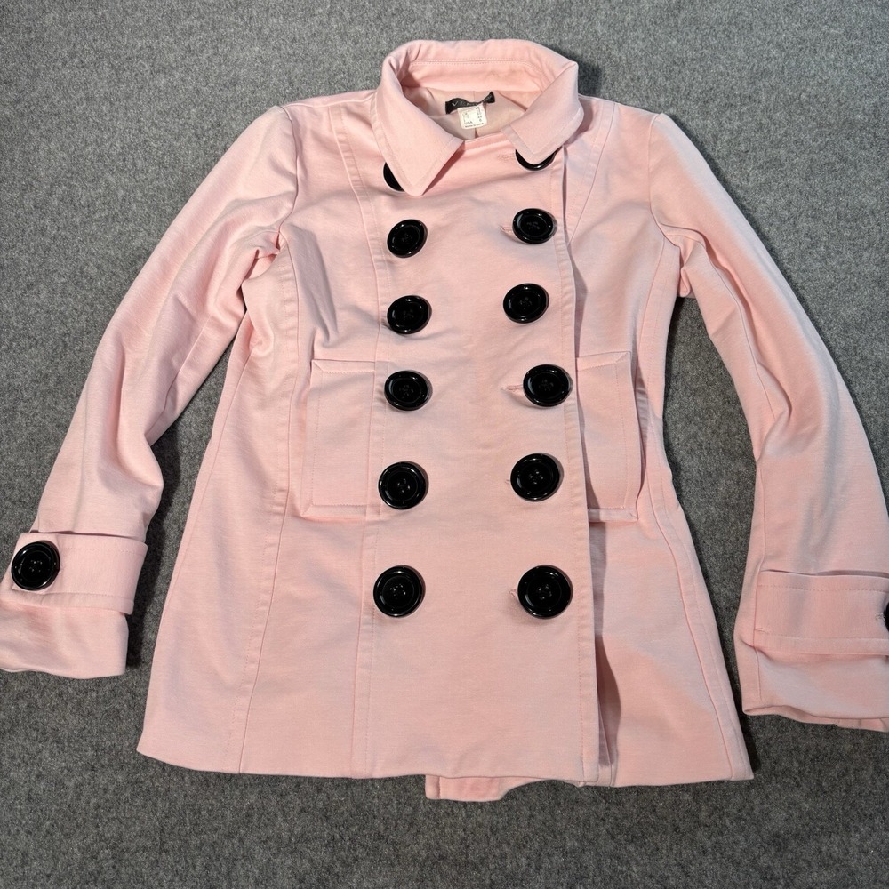 Venus Peacoat Jacket Women's Size 6 Pink‎ Double Breasted Black Buttons Stylish